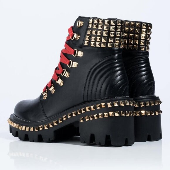 BIG STEPPIN  STUDDED CHUNKY HEEL BOOT ( BRAND NEW !!!!!!!!!!!! ) - Picture 4 of 8